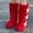 Red, variant on JUSLIO Winter Boots for Women Mid Calf Boots Fleece Womens Snow Boots Solid Color Fashion Casual Slip On Round Toe Womens Boots