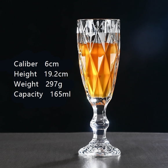 2 PCS Elegant Thick Crystal Glasses, Diamond Embossed Stemmed Wine Glasses for Red Wine, Champagne, Whiskey, Home Bar & Gift