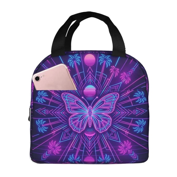 Butterfly Lunch Bag Reusable Insulated Lunch Bag For Women Men Waterproof Tote Lunch Box Thermal Cooler Lunch Tote Bag For Work Office Travel Picnic