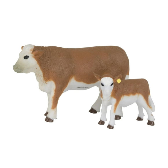 Big Country Toys Hereford Vaca y Becerro - Escala 1:20 - Pintado a mano - Juguetes de Granja - Juguetes de Animales de Granja
