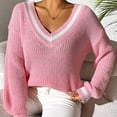 thumbnail image 6 of AherBiu Oversized Sweaters for Women Long Sleeve V Neck Knitwear Pullover Tops Fall Casual Loose Sweater, 6 of 7