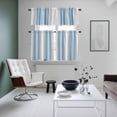 thumbnail image 5 of Minimalist Kitchen Curtains Valances and Tiers Set of 3 Blue Gray Gradient Gray Stripe Tier Curtains and Valance with Rod Pocket for Small Windows, 27.5"x36", 5 of 9