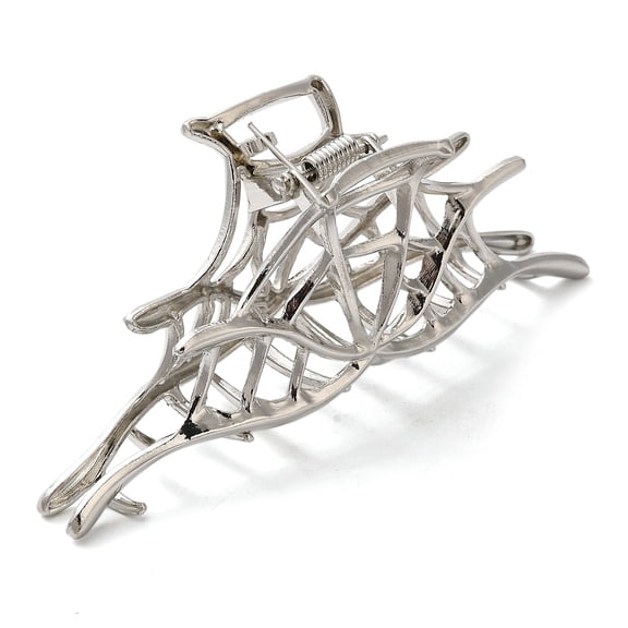 Alloy Hollow Claw Hair Clips for Women Girls Spider Web Platinum 41.5x106.5x33.5mm
