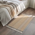 thumbnail image 2 of Kitchen Runner Rugs, Farm Lattice Houndstooth Pattern 2'x3' Throw Rug with Tassels, Rustic Beige Khaki Plaid Washable Soft Floor Carpet Runner for Hallway Bedroom Bathroom Laundry Room, 2 of 9