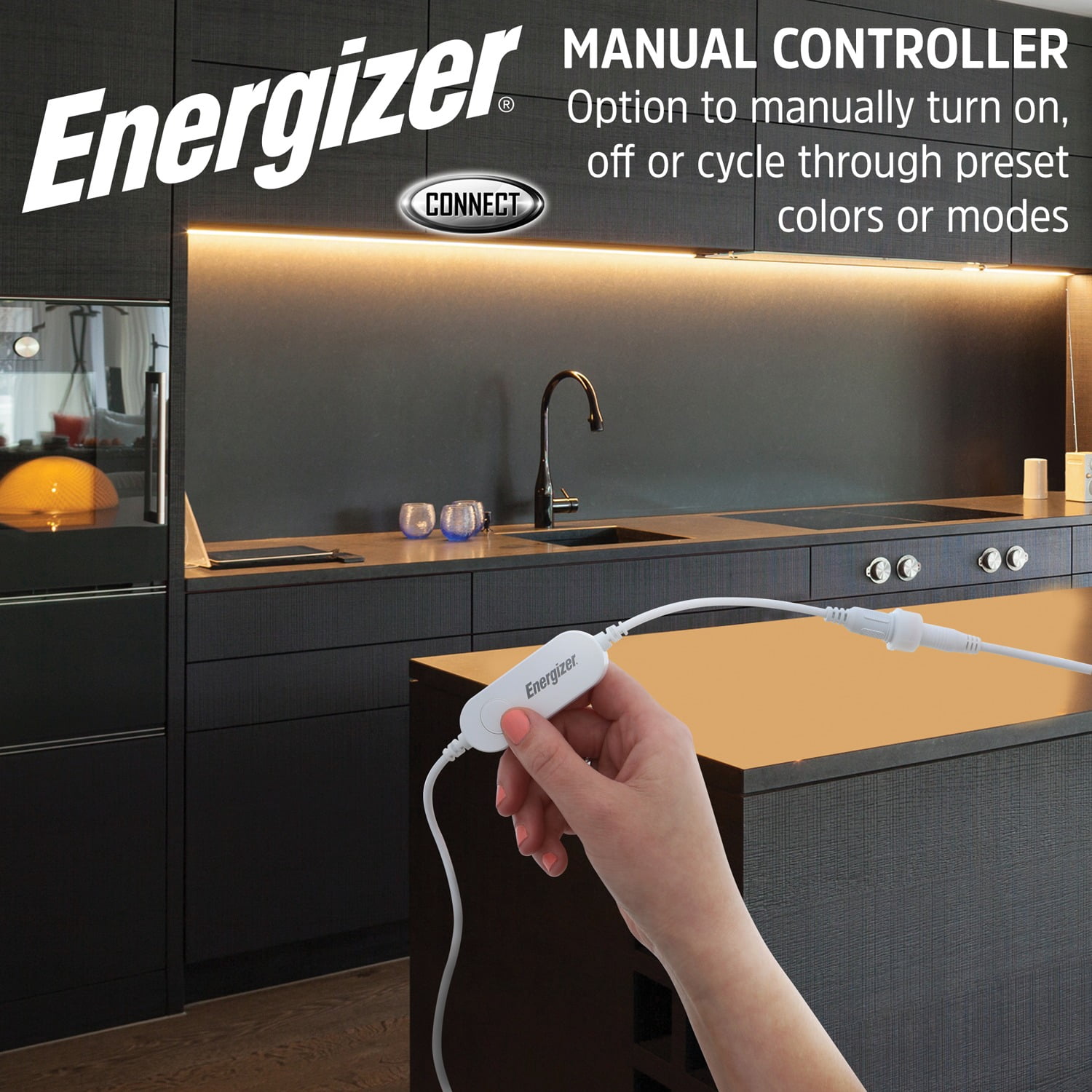 Energizer Connect EOS2-1001-WHT Smart Multicolor LED Light Strip, 16.4 Feet, 2 Pack