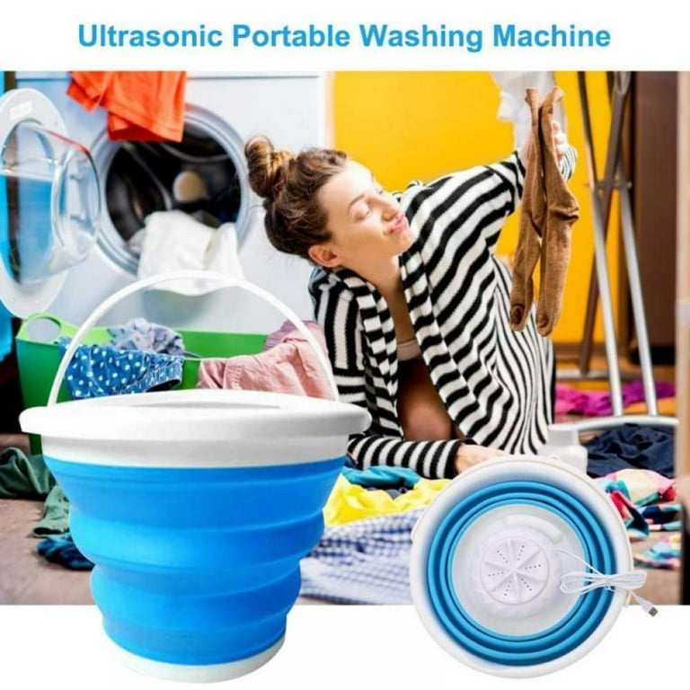 10L Foldable Mini Washing Machine, Portable Laundry Tub USB Powered  Ultrasonic Turbine Washer by for Socks Underwear