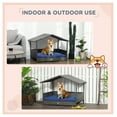 thumbnail image 4 of Wicker Dog House Outdoor, PE Rattan Dog Bed with Canopy - Small Medium Dogs, Water-resistant Cushion, Dark Blue, 4 of 8