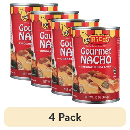 (4 pack) Ricos® Gourmet Nacho Cheddar Cheese Sauce, 15 oz Can, Shelf-Stable