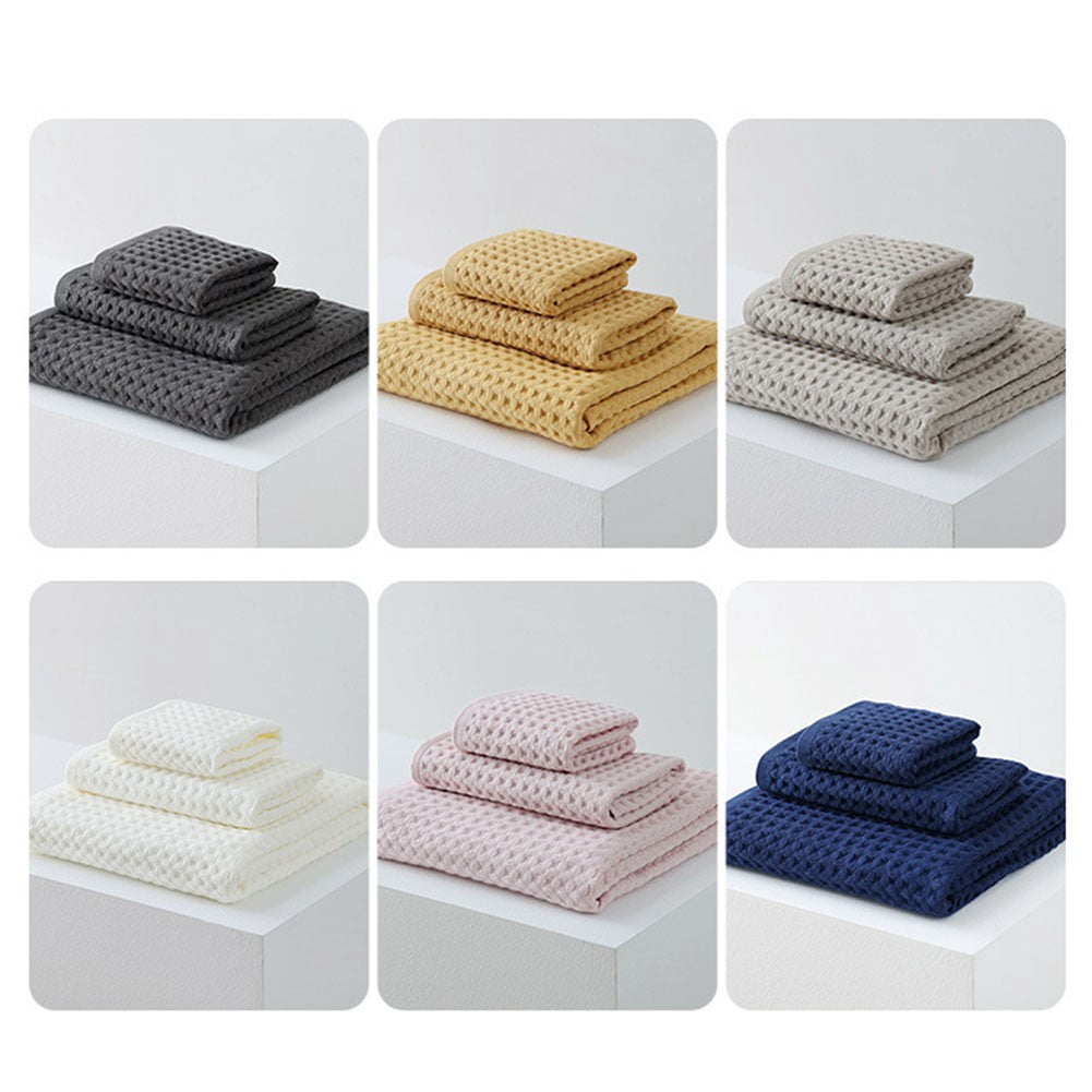 Wodtesl Waffle Weave Bath Towels Set 100 Cotton Soft Absorbent Towels for Home