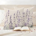 thumbnail image 3 of Spring Flower Pillow Covers 2 Pack Vintage Purple Lavender Linen Texture Pillowcase Waterproof Outdoor Throw Pillow Cover for Patio Garden Square Cushion 24”x24”, 3 of 9