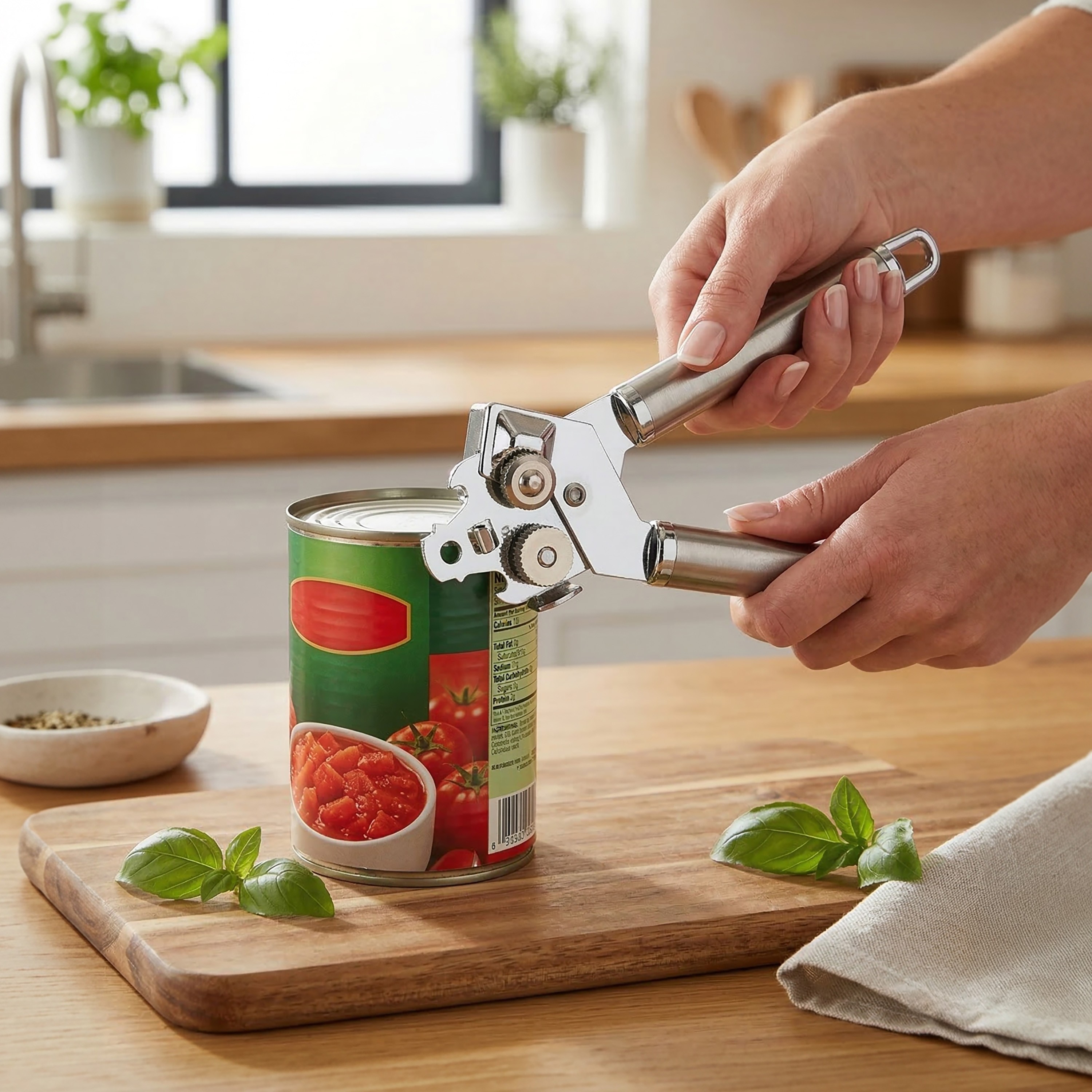 Kitchen Details Can Opener Silver Color | Stainless Steel Manual Can Opener | Easy Grip Kitchen Tool | Durable Metal Construction