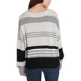 thumbnail image 3 of Lucky Brand Womens Colorblock Design Long Sleeve Sweater,White/Gray/Black,Small, 3 of 4