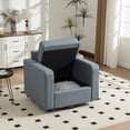 thumbnail image 5 of Leumius Swivel Armchair with Hidden Storage,33.6''W Upholstered 360° Accent Chairs with Pillow,Square Club Chair Single Sofa for Living Room,Blue, 5 of 14