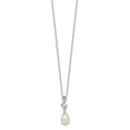 thumbnail image 2 of Sterling Silver Rhodium-plated 6-7mm White Teardrop Freshwater Cultured Pearl and CZ 17 inch Necklace QH5497, 2 of 3