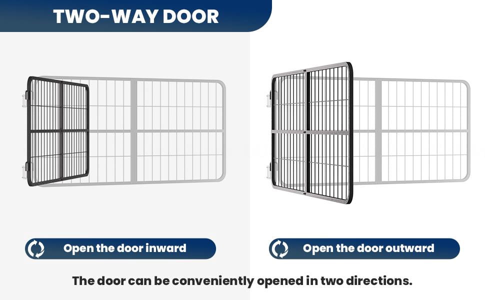 48-inch-wide barn door fence (made of heavy-gauge steel), featuring a quick-install safety gate (with convenient two-way opening), a thick surface coating, and a long service life; suitable for vario