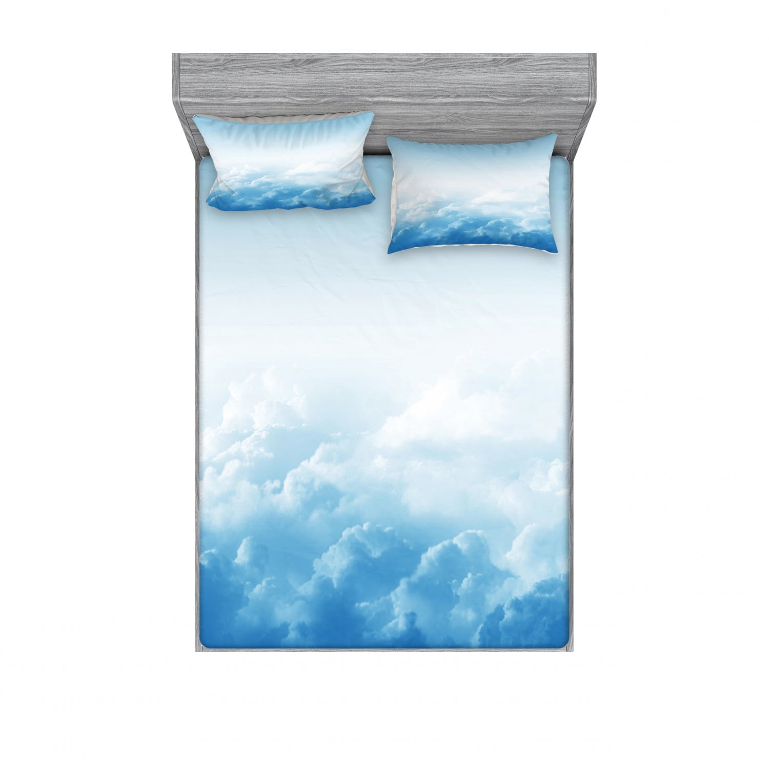 Clouds Bedding Set with Sheet & Covers, Fluffy Clouds High Above Ground