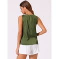 thumbnail image 4 of DARING DIVA Women's Silky Satin Mesh V Neck Sleeveless Blouses Tank Shirt S Green, 4 of 6