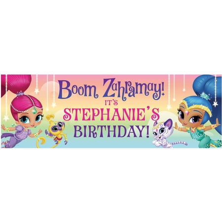 Personalized Shimmer and Shine Birthday Wish Banner, Pink - Walmart.com