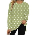 thumbnail image 2 of Crewneck Sweatshirts for Women Polka Dots Printed Cute Pullover Long Sleeve Tops Side Split Trendy Outfit (XL, Yellow), 2 of 4