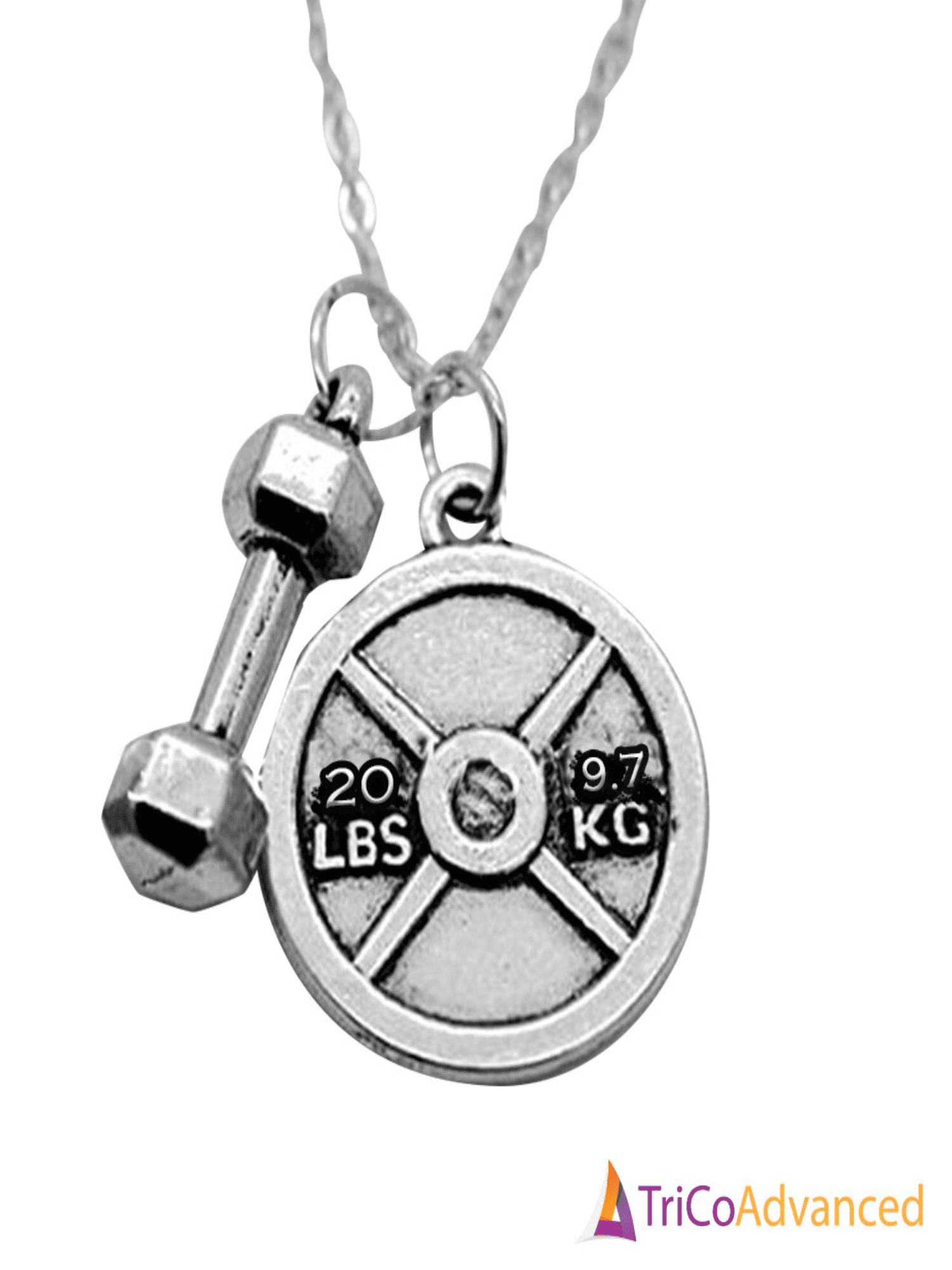 No Pain No Gain Pendant Gym Necklace 925 Sterling Silver Bodybuilding Fitness Jewelry Weight Plate Medallion Motivation gift