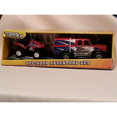 Tonka Off-road Adventure Set ~ Red Racing Pick UpTruck with Matching Red ATV (4-wheeler)