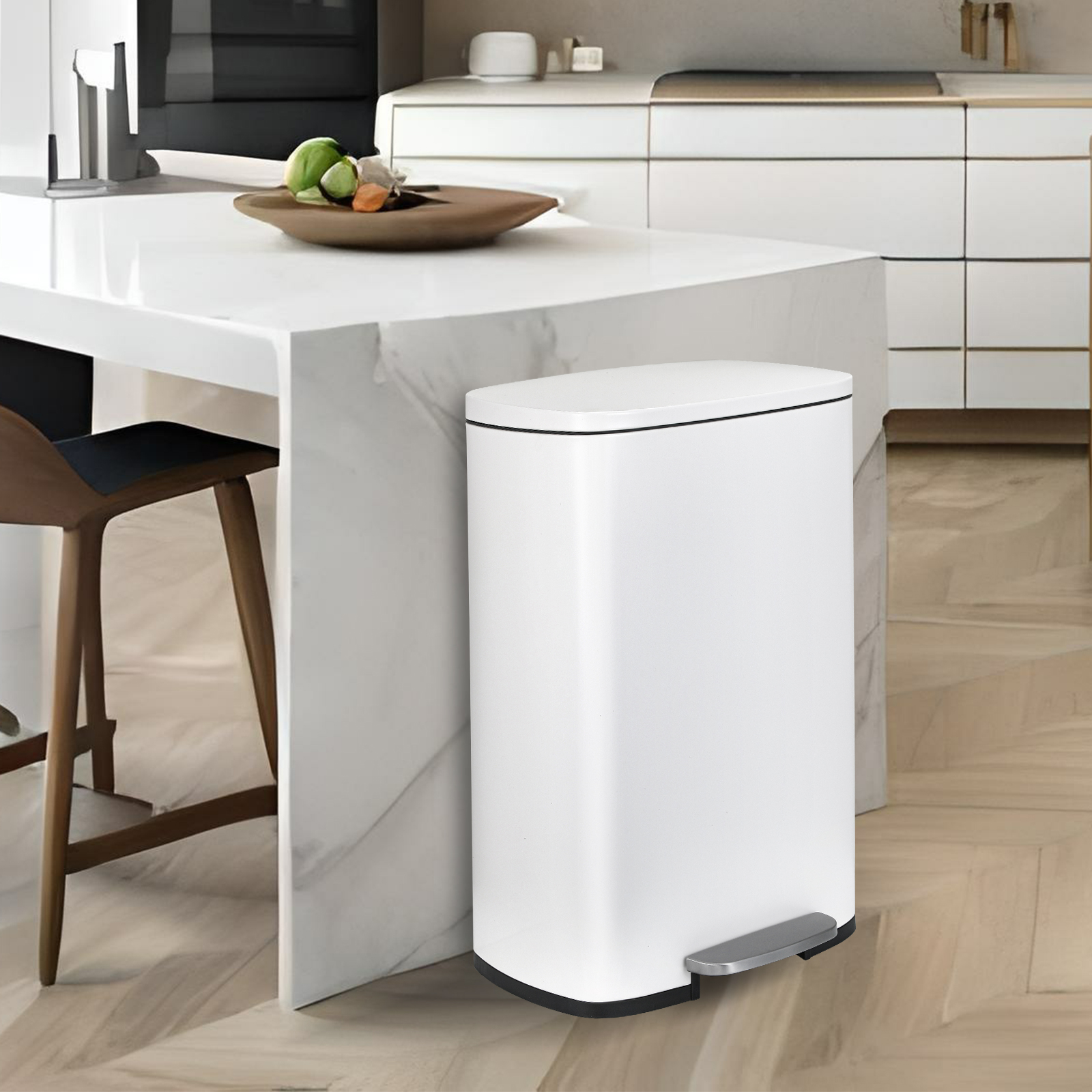 TLSUNNY 13.2+1.3 Gal Trash Can Set, Stainless Steel Step Garbage Bin Combo with Removable Inner Buckets, Lid Dustbin, for Kitchen, Home