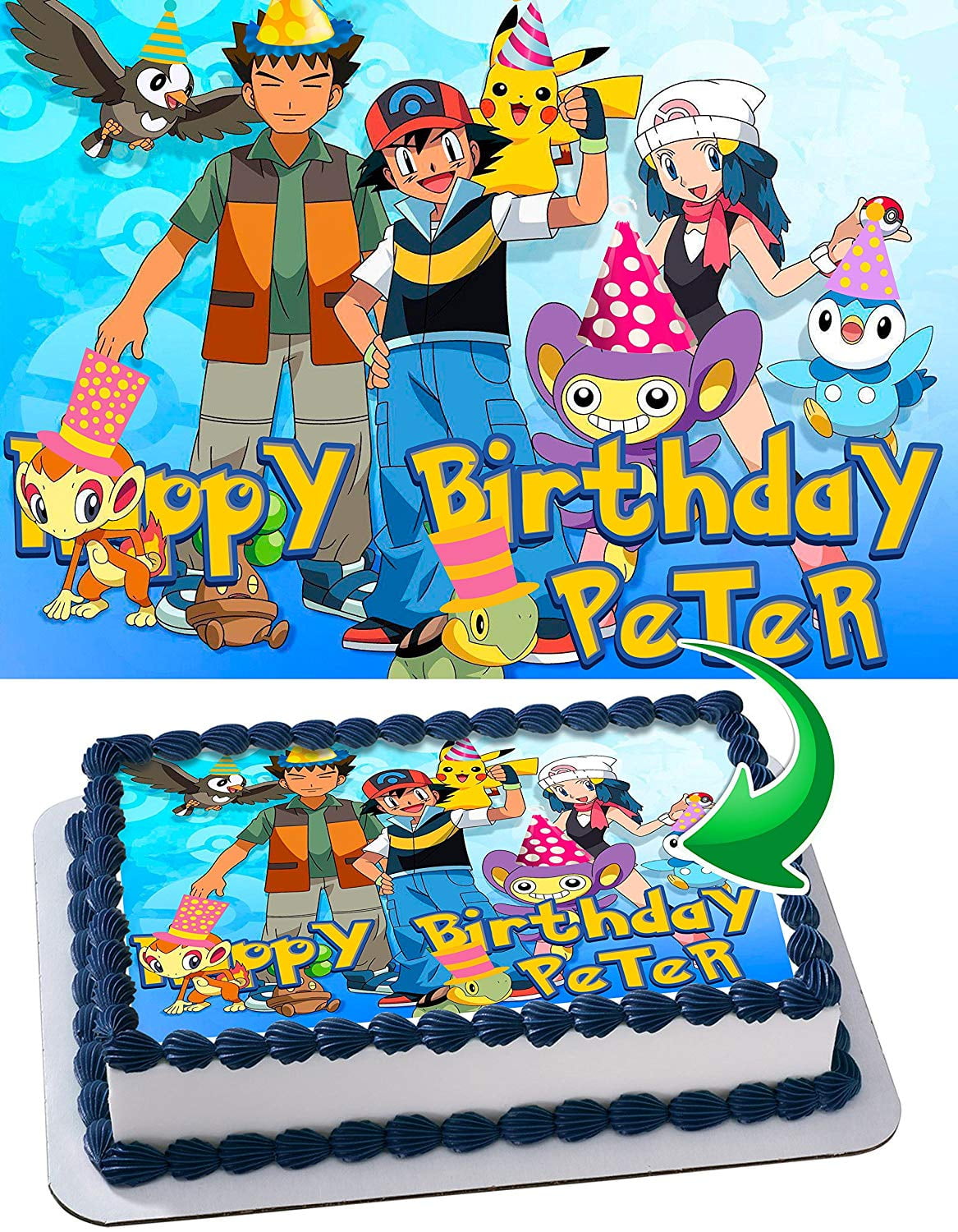 Pokemon Edible Cake Image Topper Personalized Birthday