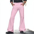 thumbnail image 2 of Rggeeun Mens Casual Pants Male Flared 70S Trousers Men's Wide Leg Trousers Men's Flared 70S Outfit Men Solid Color Fashion Loose Fit, 2 of 5
