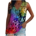 thumbnail image 2 of DailyTrove Women's Purple Floral Print Asymmetrical Tank Top - Polyester Casual & Boho Wear, Vibrant for Outings, 2 of 6