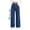 Blue, variant on Womens High Waisted Wide Leg Jeans All Over Heart Pattern Stretch Denim Five Pocket Trousers Black M