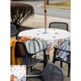 thumbnail image 4 of Outdoor Tablecloth with Umbrella Hole and Zipper, Thanksgiving Fall Square Table Cloth 60x60 Inch Waterproof Tablecloth, Blue Green Orange Pumpkin Leaf Wood Picnic Table Cover for Patio Camping, 4 of 7