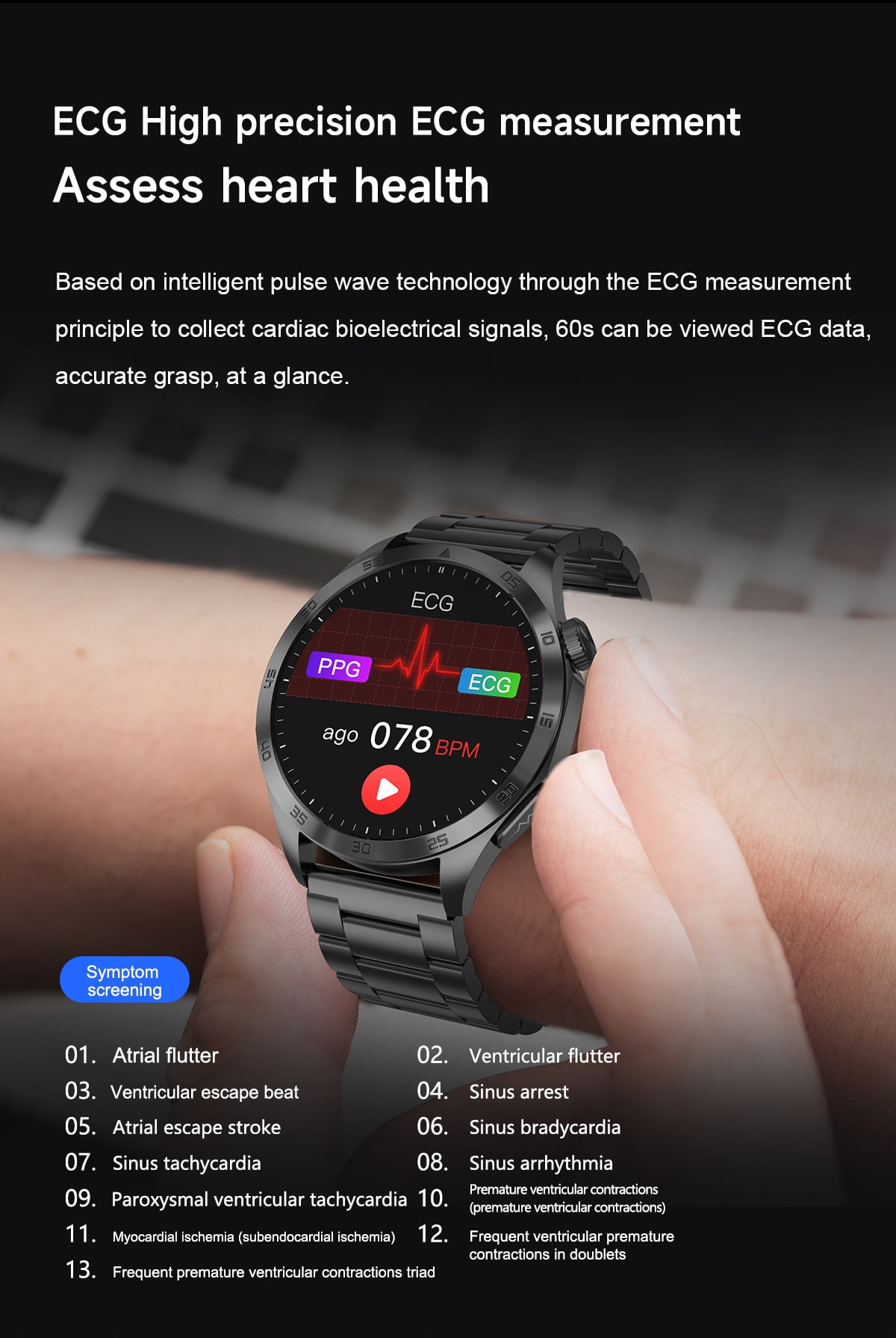 Laatikui ET485 smart watch for men 1.43 inch health monitoring fitness tracker waterproof IP68