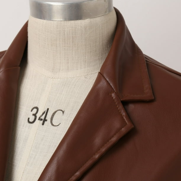 Manxivoo Leather Jacket Women, Women Faux Leather Blazer