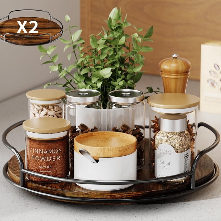LAMU 2-Pack Bamboo Lazy Susan Set 9" & 10" photo 4