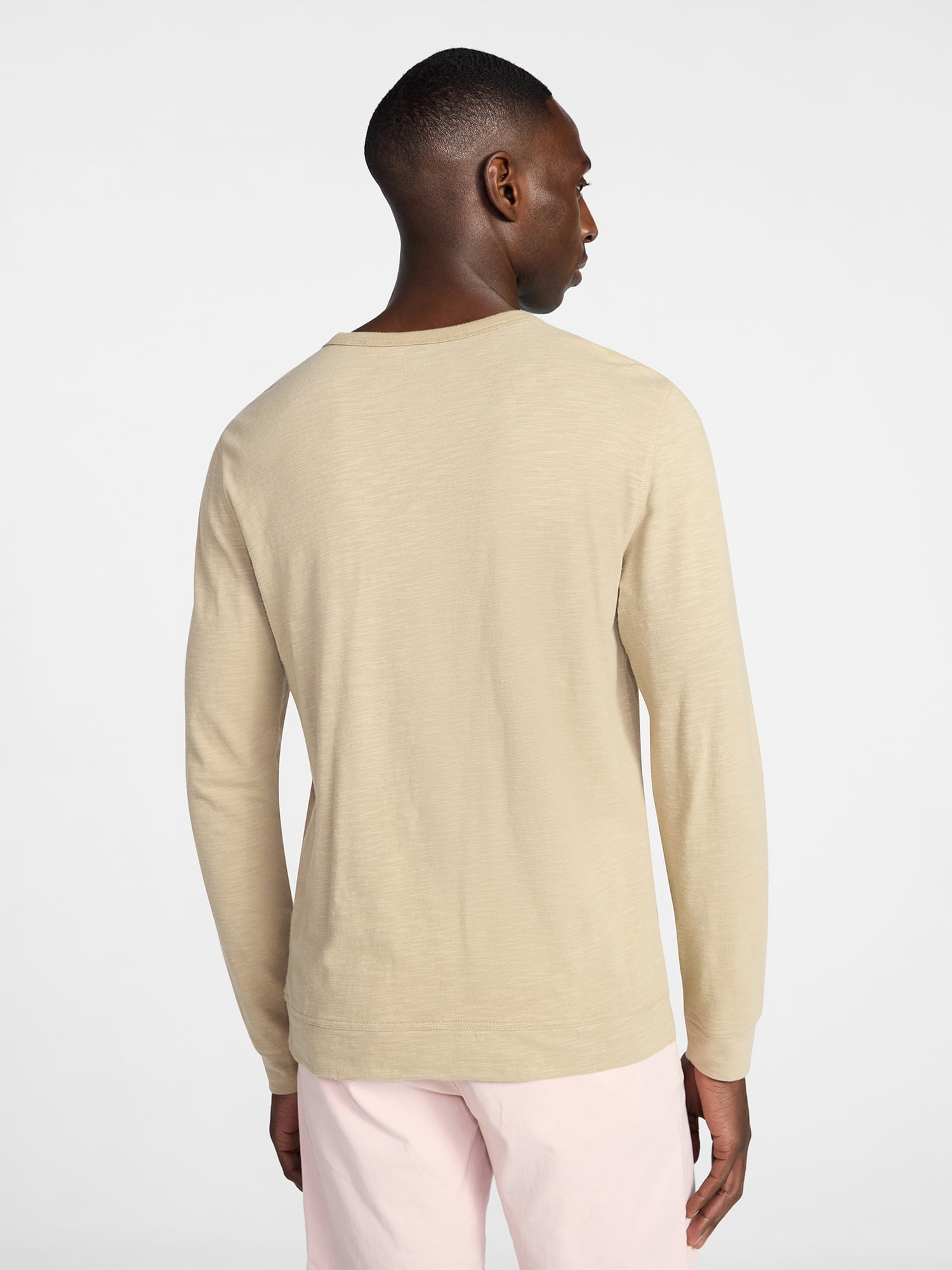 George Men's and Big Men's Slub Pocket Crewneck Tee with Long Sleeves, Size XS-3XL