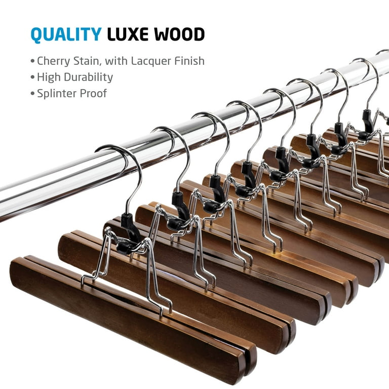 Extra Large Natural Finish Notched Wooden Suit Hanger with Non-Slip Bar 17 inch Long Hanger with Notches Box of 25