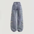 thumbnail image 5 of Wonitaaizi Girls Jeans Denim Elastic Wasit Wide Leg Baggy Pants Kids Clothes (14-15 Years,Blue), 5 of 6