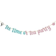 Tee Time or Tea Party Banner, Golf Gender Reveal Decorations, Boy or Girl Golf Baby Shower Gender Reveal Party Supplies, Pink Blue Glitter
