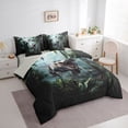 thumbnail image 2 of Homewish Woodland Dino 7-Piece King Bedding,Jungle Wildlife King Bed in a Bag,Green,Light Gray Reversible, 2 of 8