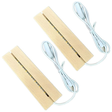 Wooden LED Light Display Base, Acrylic Lamp Stand, USB Powered with Color Modes, for 3D Objects and Home Decor