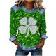 thumbnail image 3 of TaTaai Women's Casual Patchwork Shirt Long Sleeve Round Neck Solid Color St Patrick Day Blouse Soft Comfy Lightweight Top Spring Daily Holiday Party Wear Gift, 3 of 5