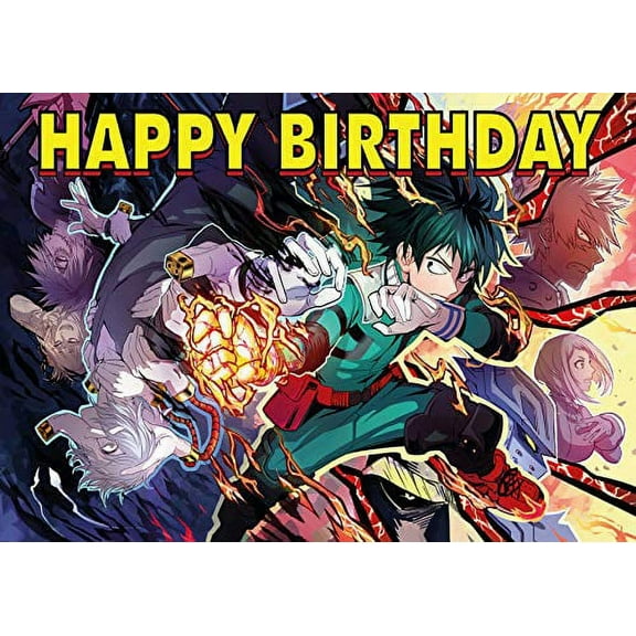 Whimsical Practicality's Happy Birthday My Hero Academia Edible Cake- 1/4 Sheet