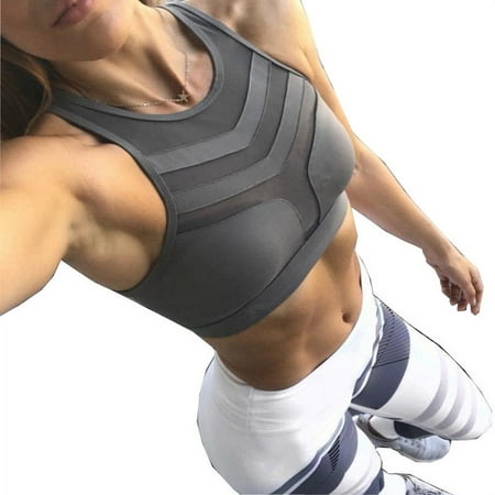 

Women Yoga Fitness Stretch Workout Tank Top Padded Sports Bra
