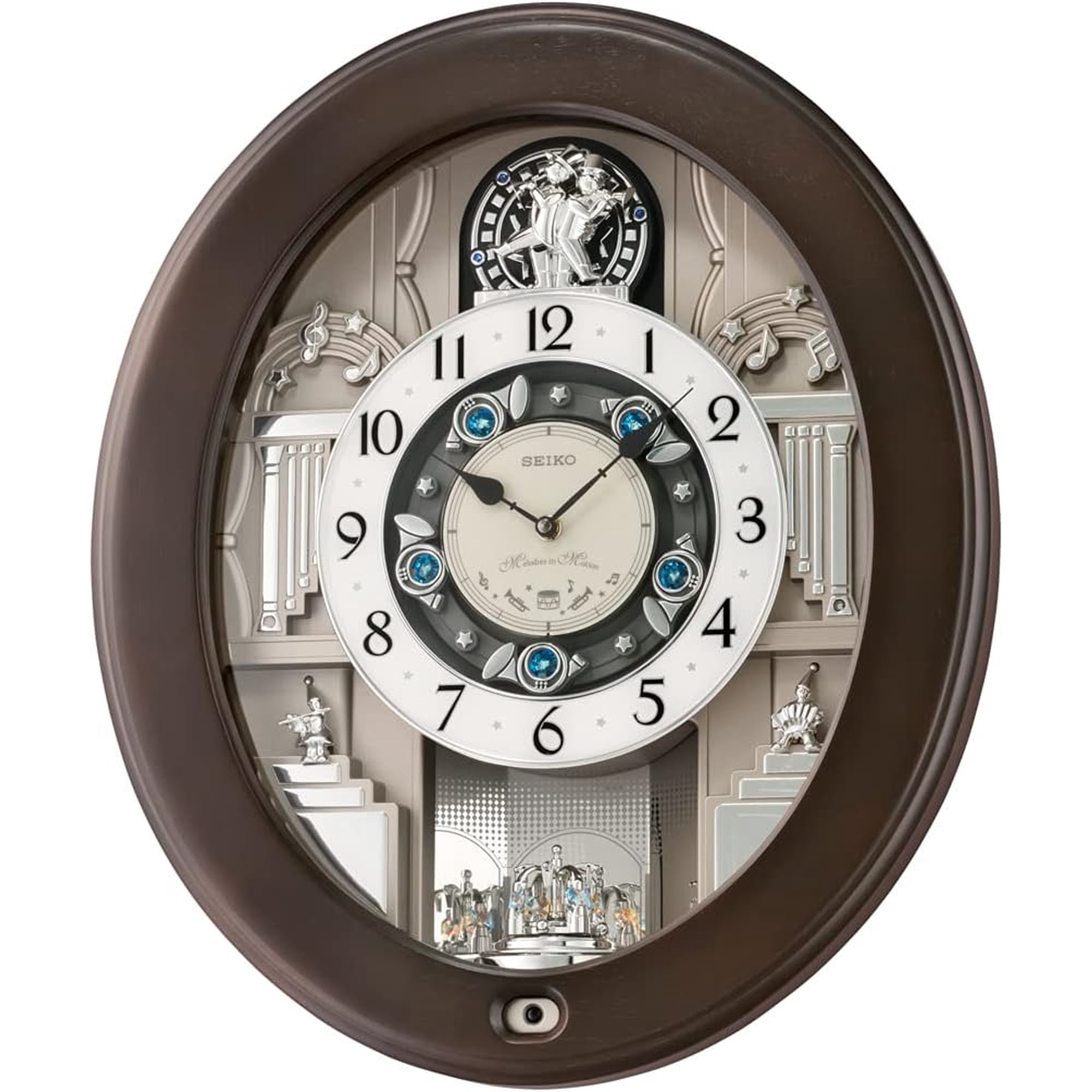 SEIKO QXM389NRH 30 Melodies in Motion Rotating Pendulum Wall Clock, Parade