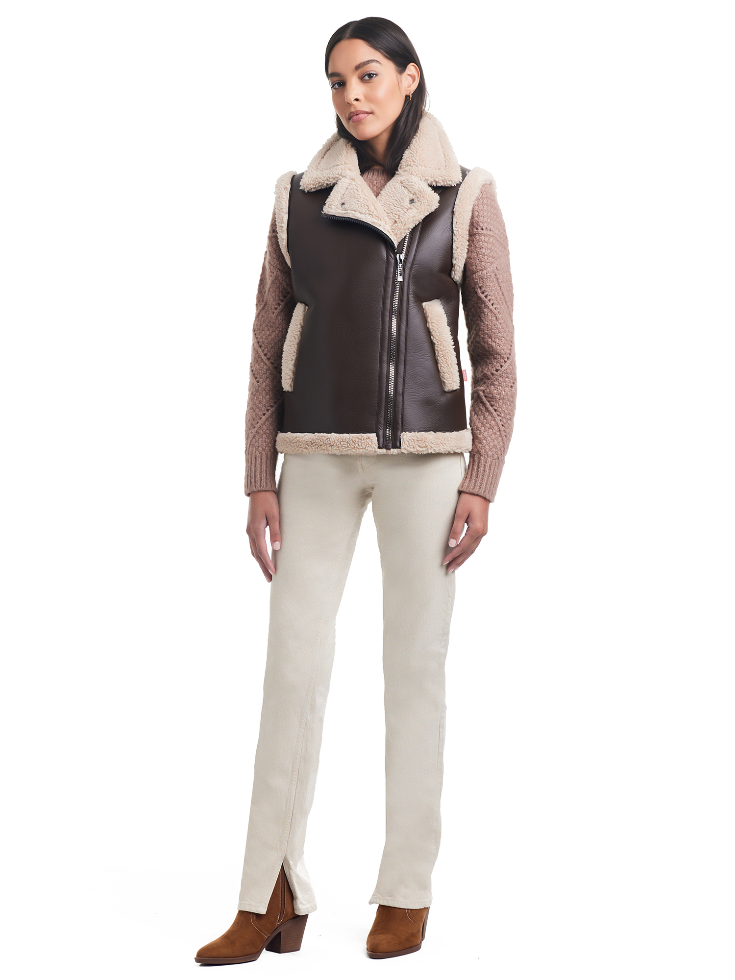 Sam & Libby Ladies Bonded Faux Sherpa Vest