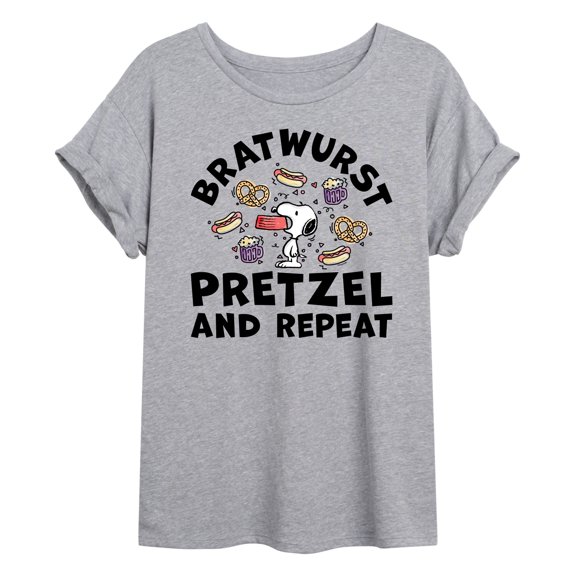Peanuts - Bratwurst Pretzel And Repeat Snoopy - Women's Oversized T-Shirt