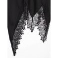 thumbnail image 4 of Black Asymmetrical Midi Skirt With Lace Trim, Slim Fit Womens Skirt, 4 of 8