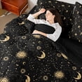 thumbnail image 5 of Homewish Psychedelic Galaxy Twin Bedding, Moon Sun Stars Bedding Comforter Set, Black Gold, Black Reversible 7 Pieces, 5 of 7
