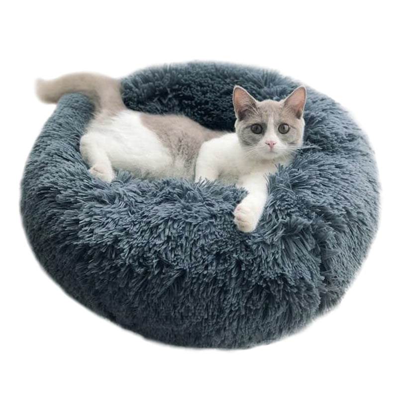 Comfy and Fluffy Marshmallow Bed for Puppy and Cat with Pillow 60x60, Pink Donut Cuddler Soft