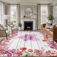 thumbnail image 2 of Rectangle Rug 5x8ft Area Rug, Mother's Day Colorful Flower Area Rugs for Living Room Bedroom, Blossom Floral Wood Board Floor Mat Non-Slip Non-Shedding Carpet Indoor Accent Rugs, 2 of 9